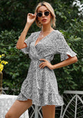 Vestido cruzado de verano con estampado animal