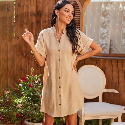 Button Collar Tunic Dress