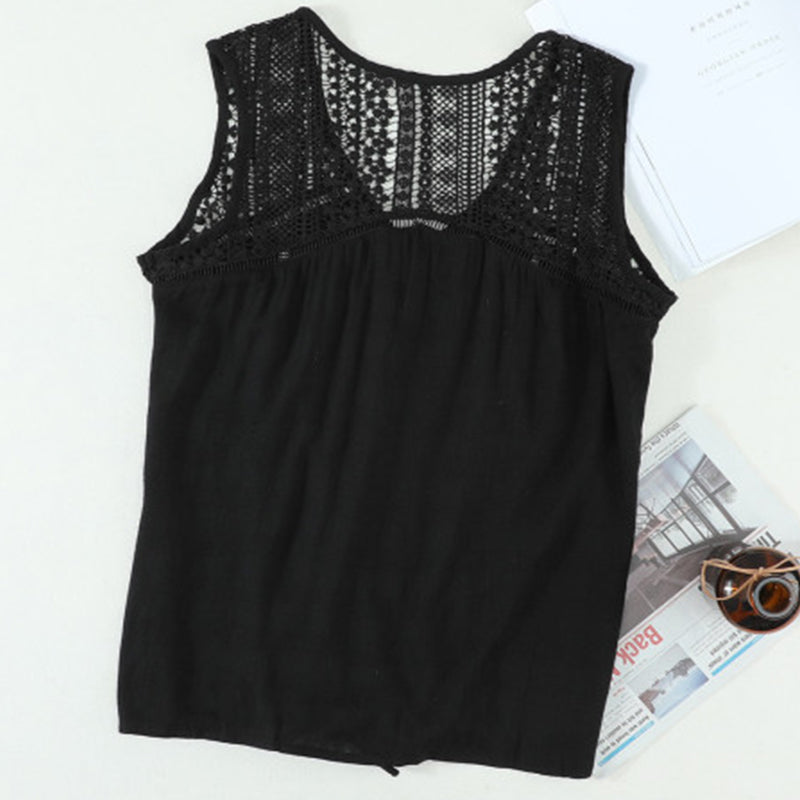 Crochet Lace Detail Knot Blouse