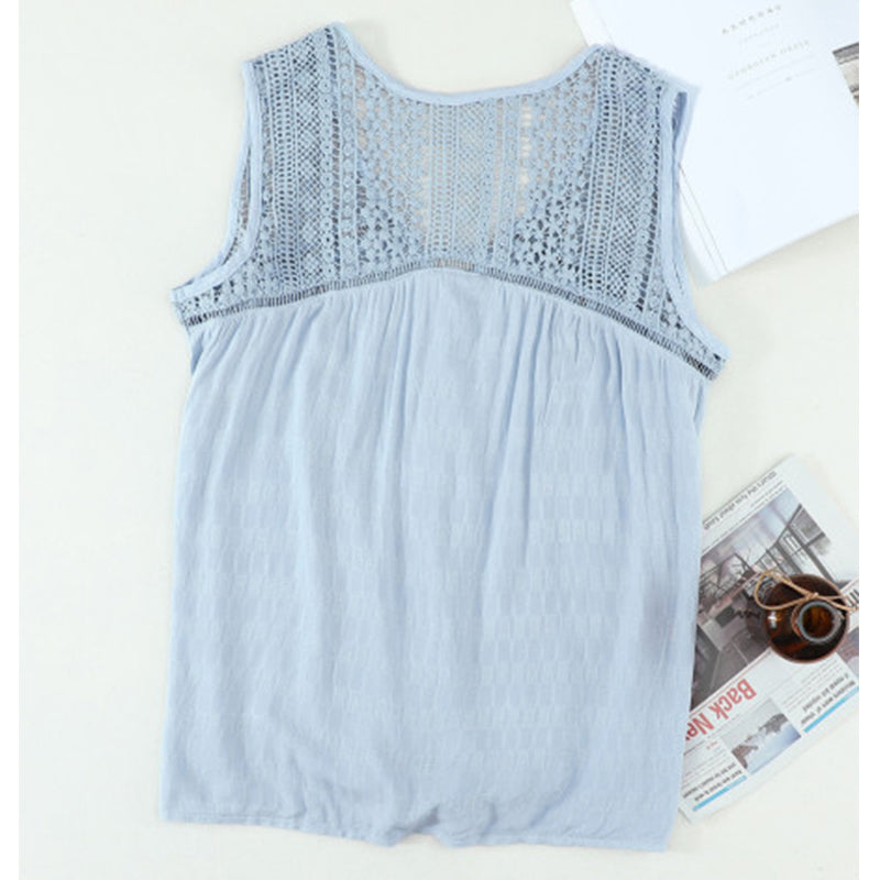 Crochet Lace Detail Knot Blouse