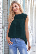 Blusa con ribete festoneado y ojales
