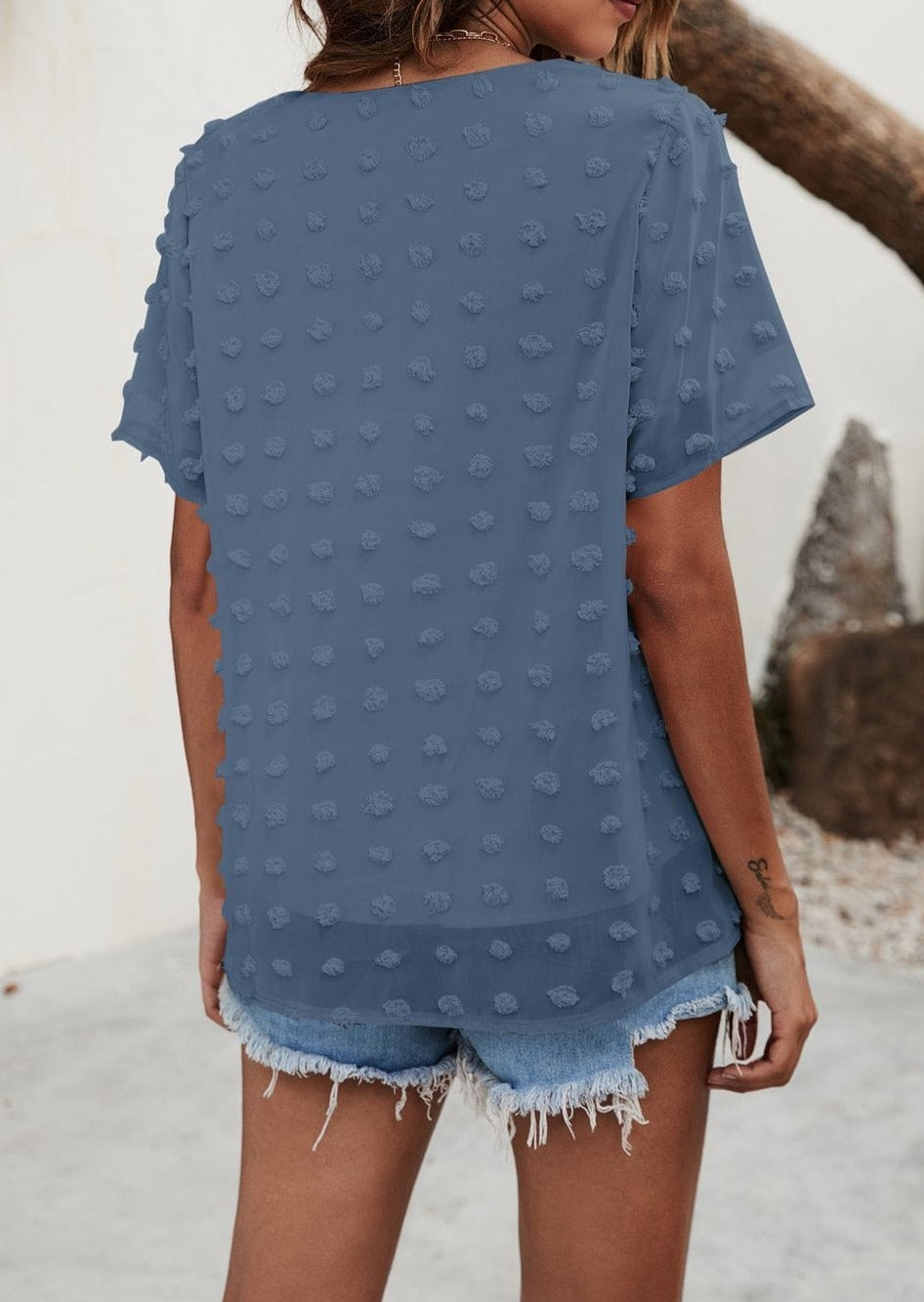 Blusa de lunares con pinzas fácil de usar para todos los días