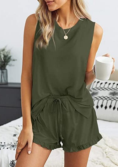 Solid Color Tank and Ruffle Shorts
