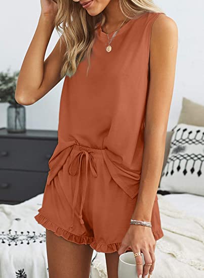 Solid Color Tank and Ruffle Shorts