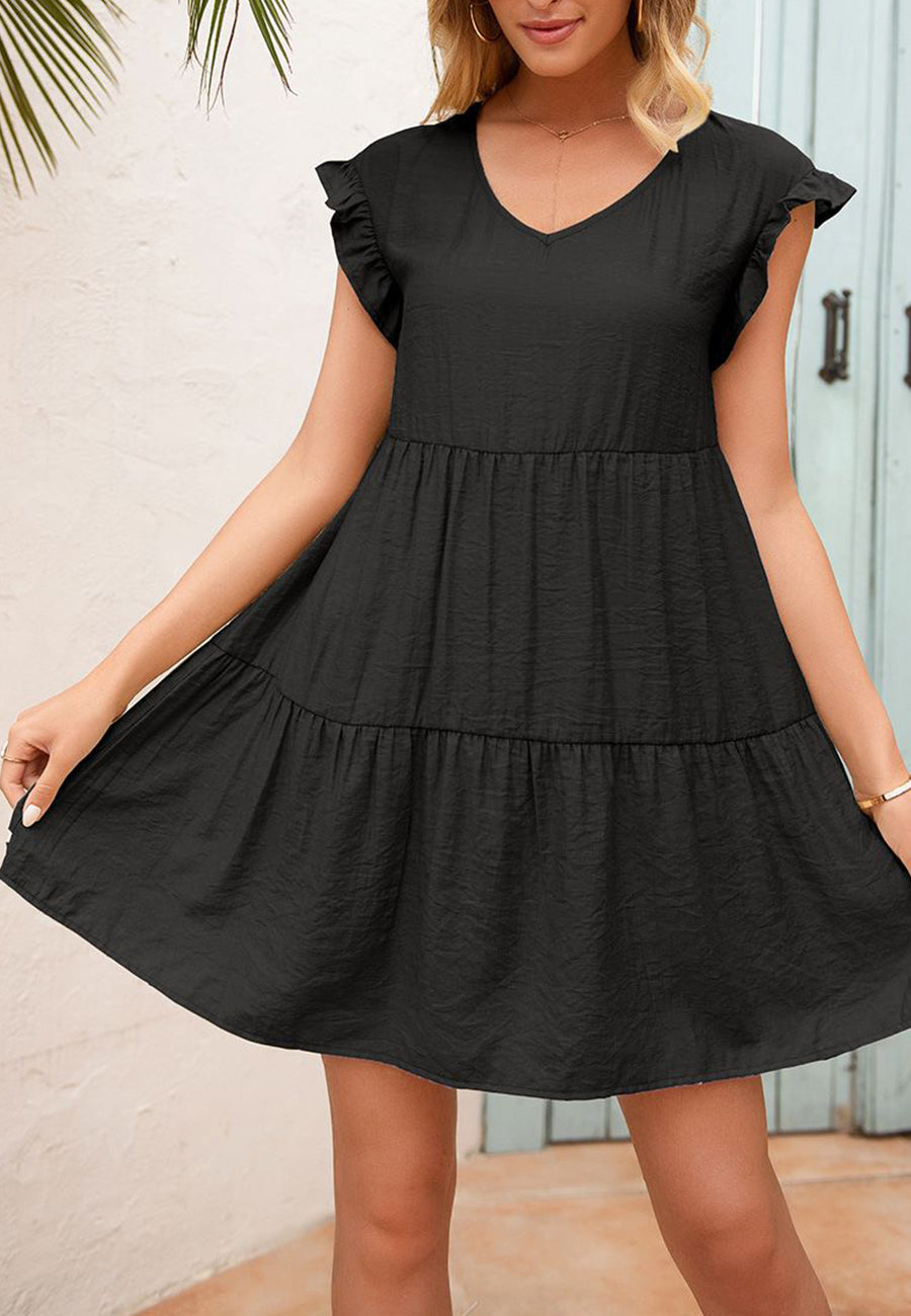 Vestido túnica con mangas con volantes