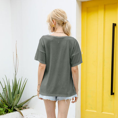 Waffle Knit Drop Shoulder Shirt