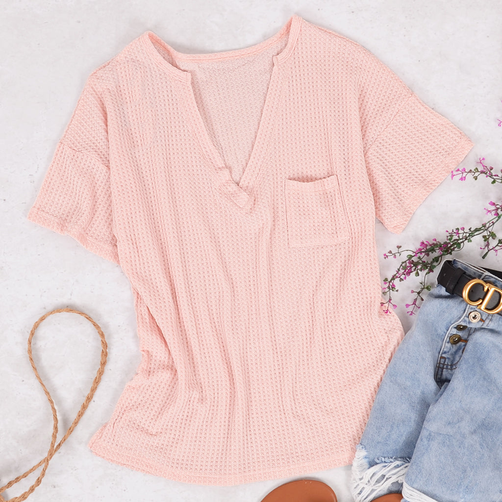 Waffle Knit Drop Shoulder Shirt