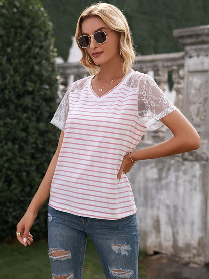 Lace Striped T-Shirt