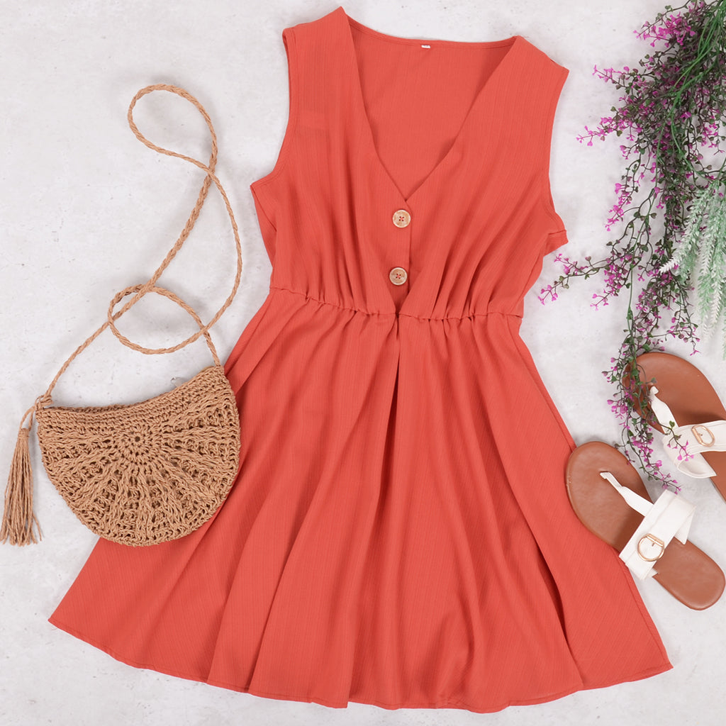 Button Summer Time Tunic Dress