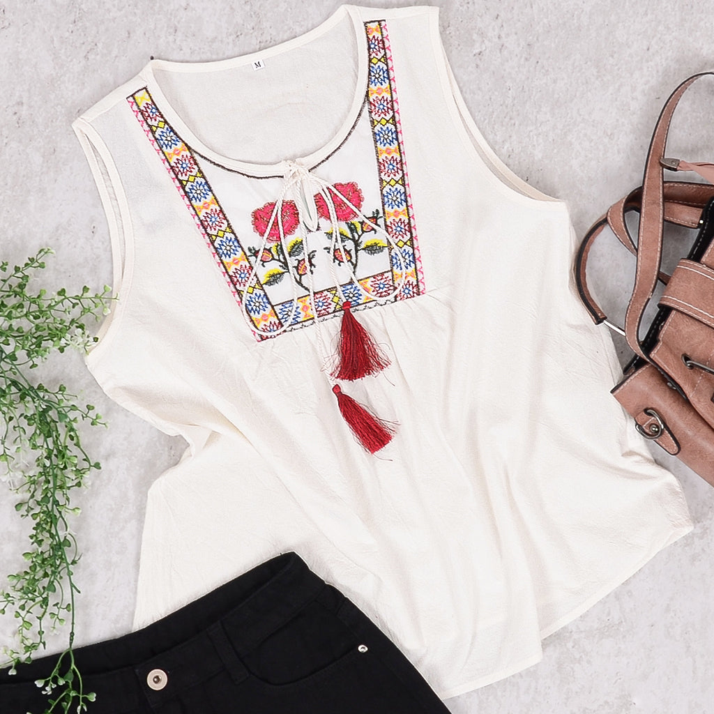 Camiseta sin mangas con estampado floral de verano