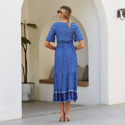 Vestido boho fluido con volantes