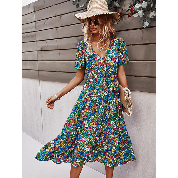 Vestido de verano envolvente con estampado de flores