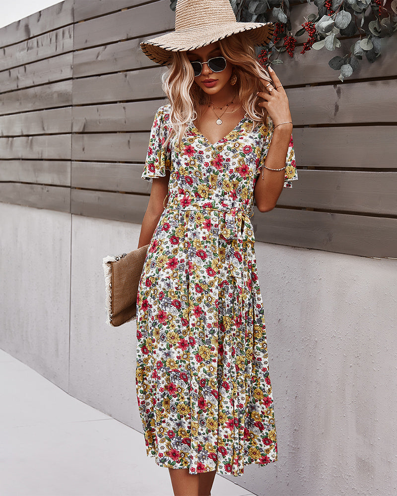 Flower Field Wrapped Summer Dress