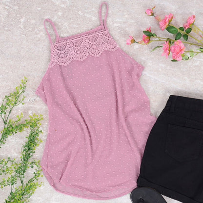 Swiss Dot Lace Halter Top