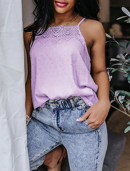 Swiss Dot Lace Halter Top