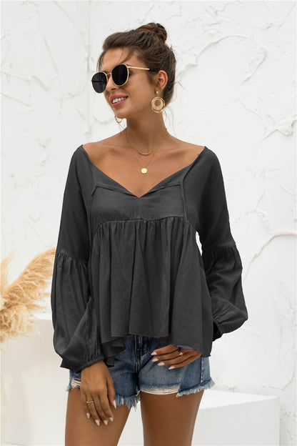 Blusa relajada, ligera y fruncida