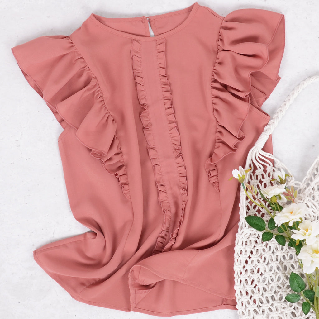 Blusa sin mangas con detalle de volantes
