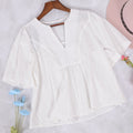 Blusa con escote en V y mangas abullonadas