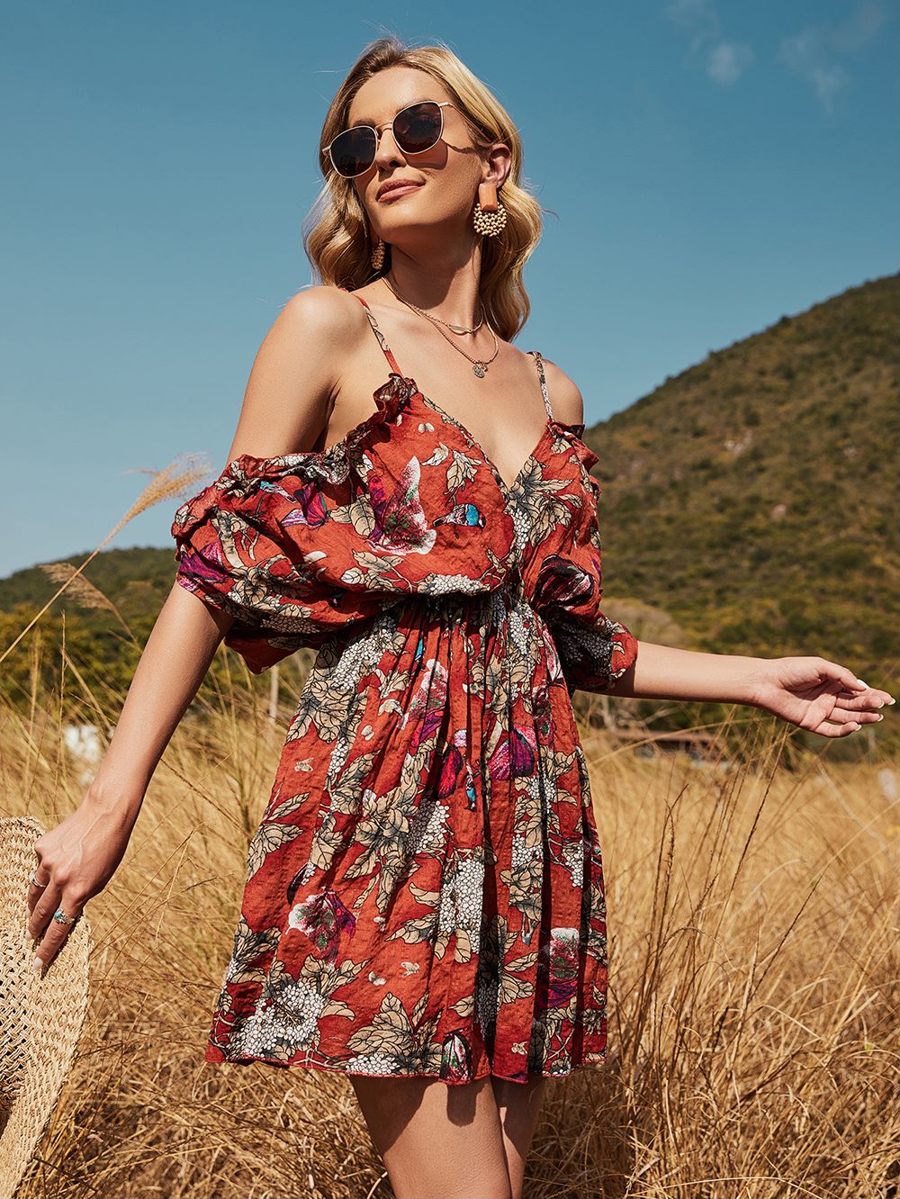 Cold Shoulder Floral Dress