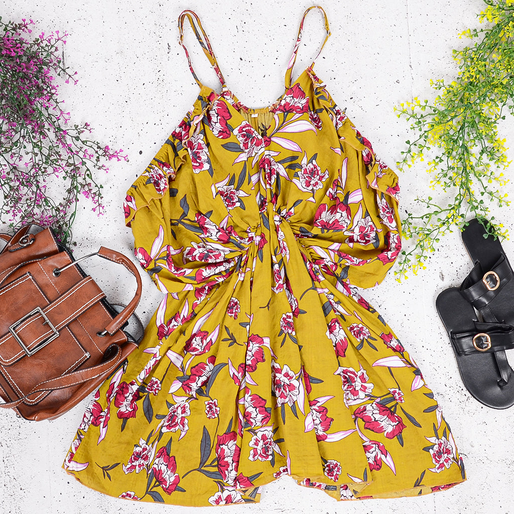 Cold Shoulder Floral Dress