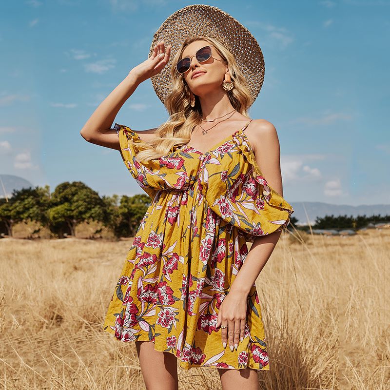 Cold Shoulder Floral Dress