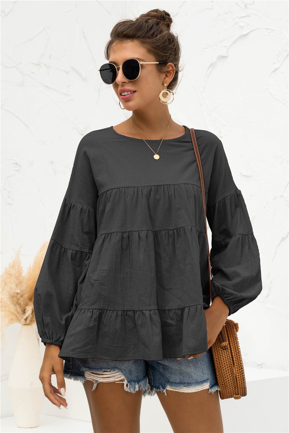 Blusa suave fruncida