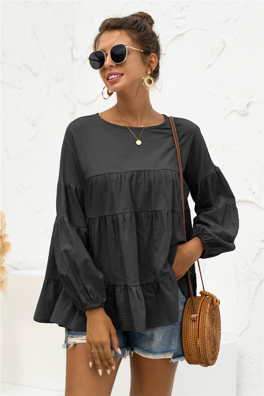 Blusa suave fruncida