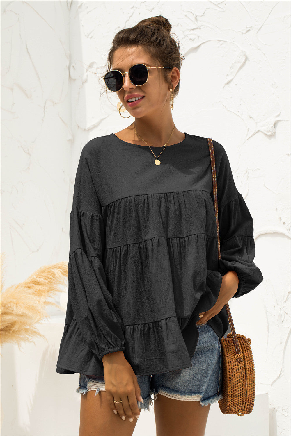 Blusa suave fruncida