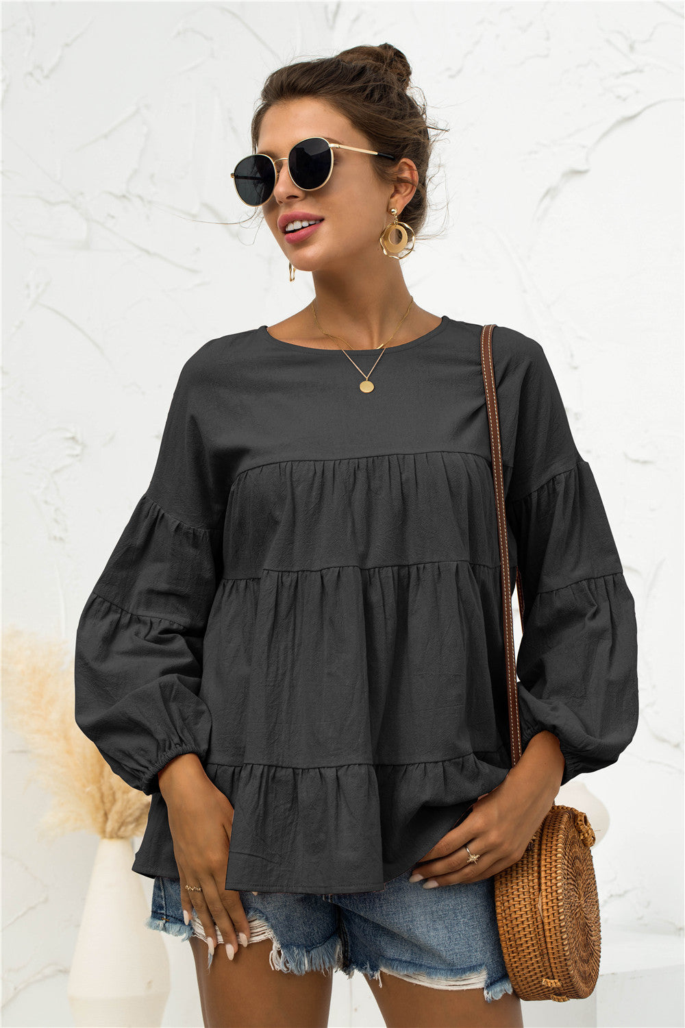 Blusa suave fruncida