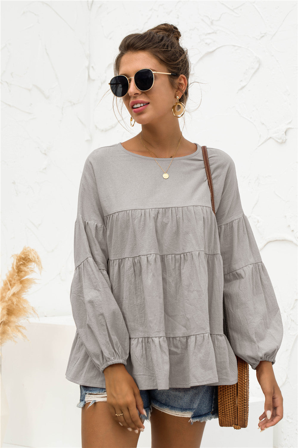 Blusa suave fruncida