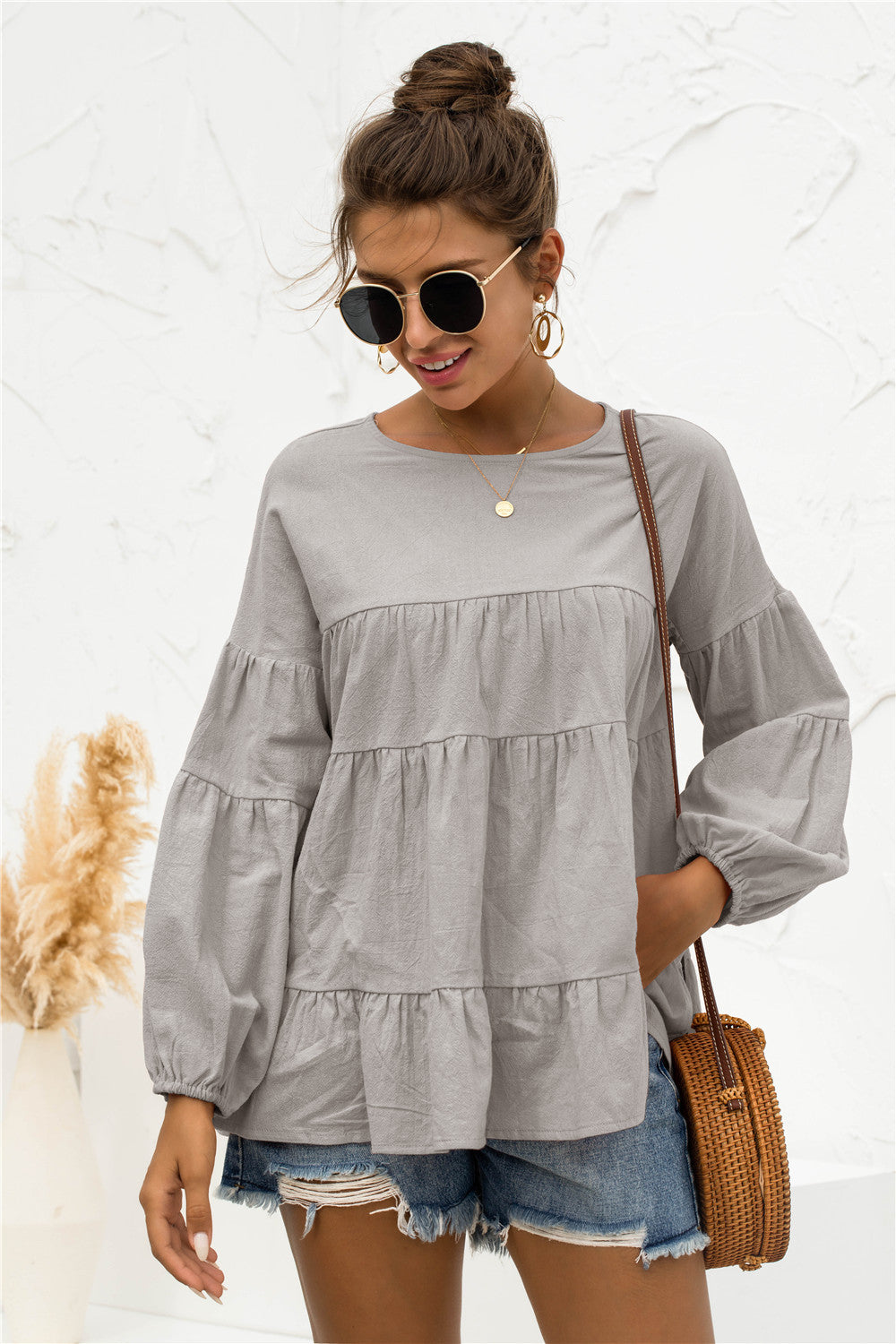 Blusa suave fruncida