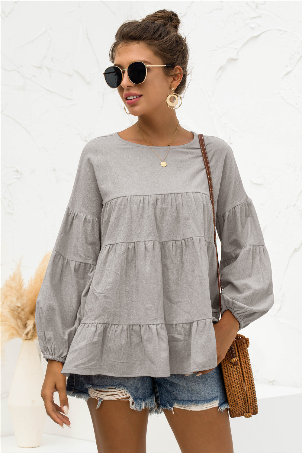Blusa suave fruncida