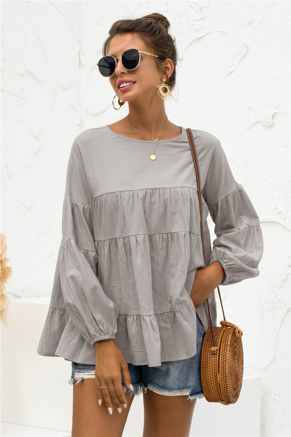 Blusa suave fruncida