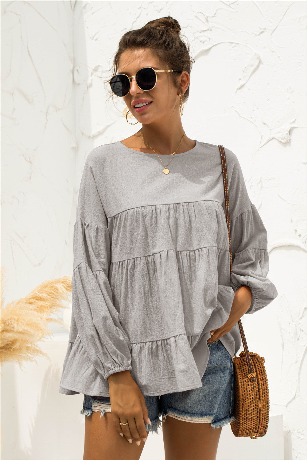 Blusa suave fruncida