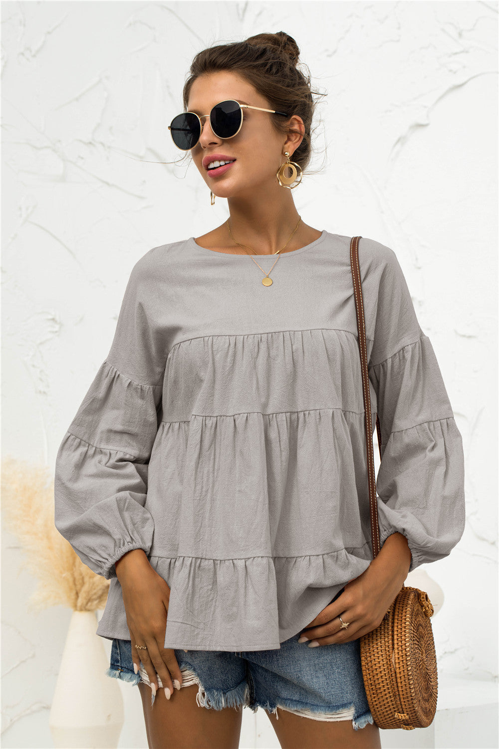 Blusa suave fruncida