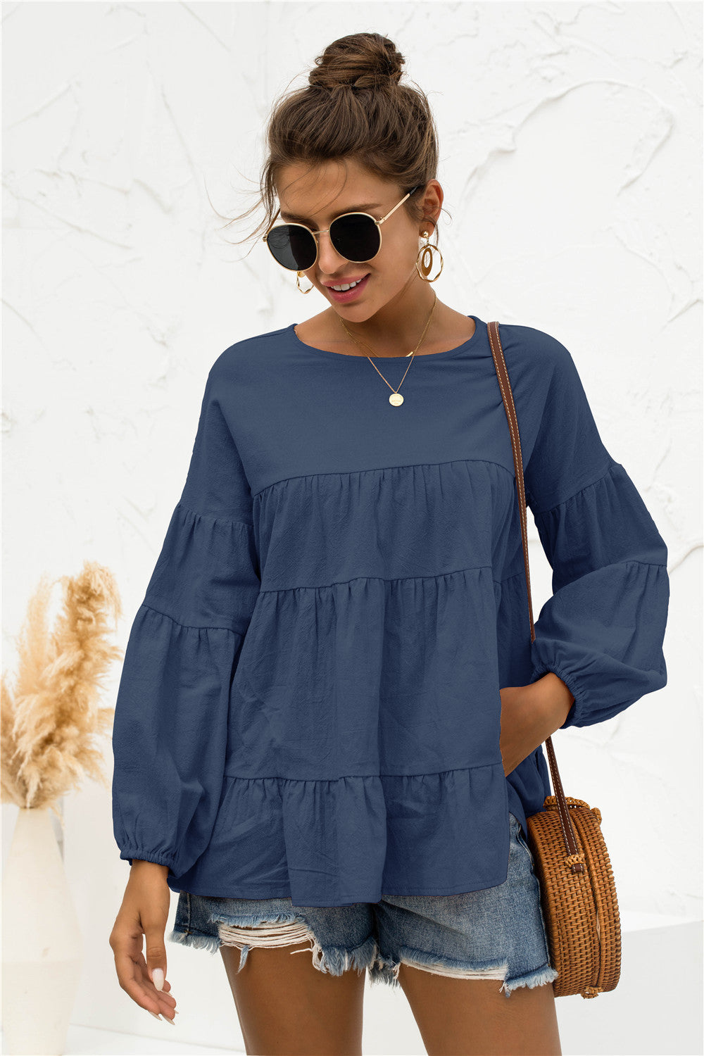Blusa suave fruncida