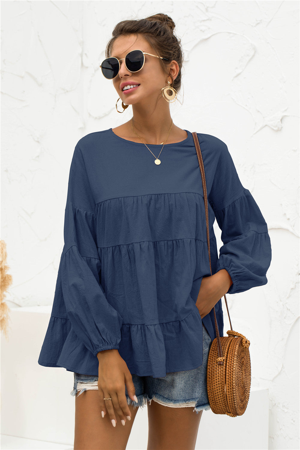 Blusa suave fruncida