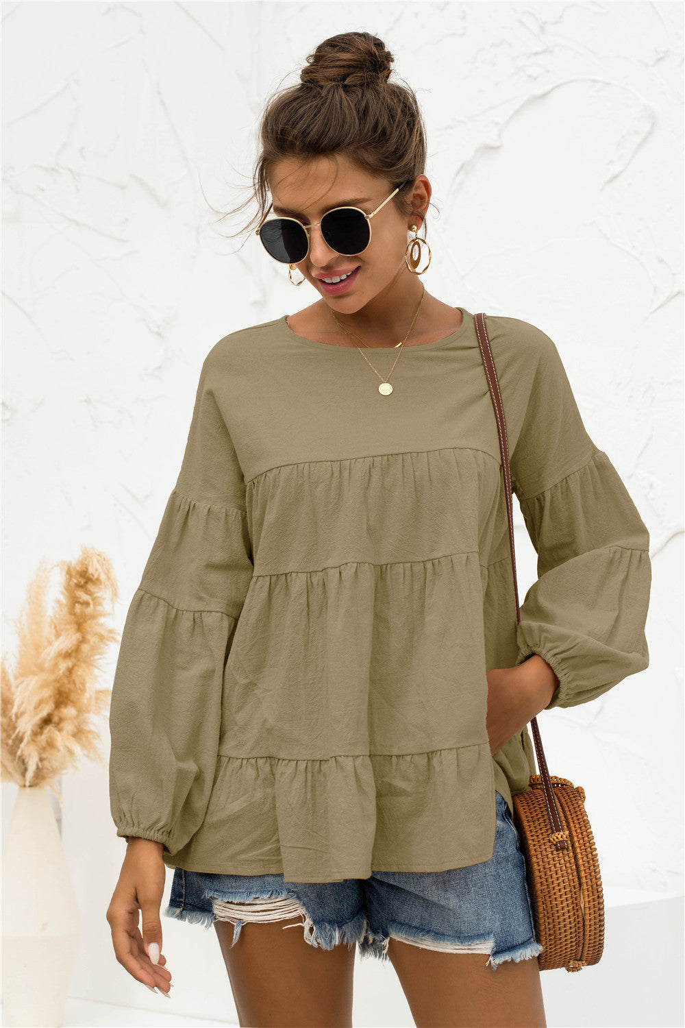 Blusa suave fruncida