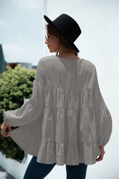 Blusa de transición fruncida con escote en V