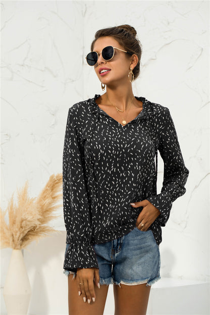 Soft Printed Puffed Sleeve Blouse