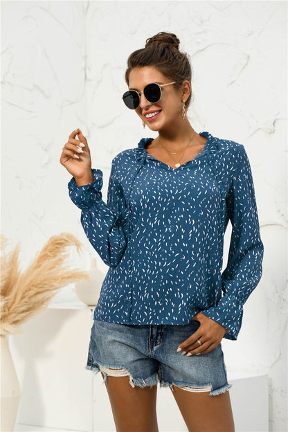Soft Printed Puffed Sleeve Blouse