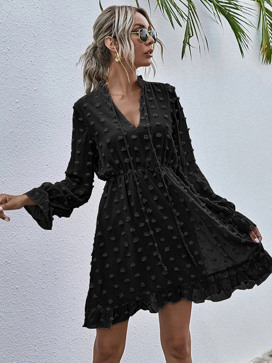 Vestido de lujo con vuelo y lunares Clip