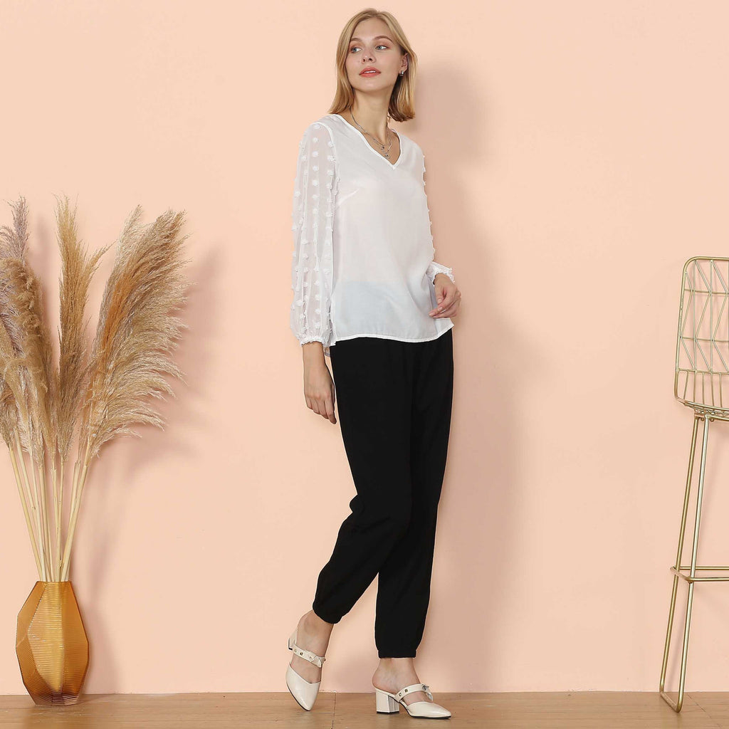 Clip Dot Long Sleeve Blouse