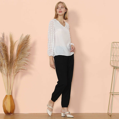 Blusa de manga larga con lunares y clip