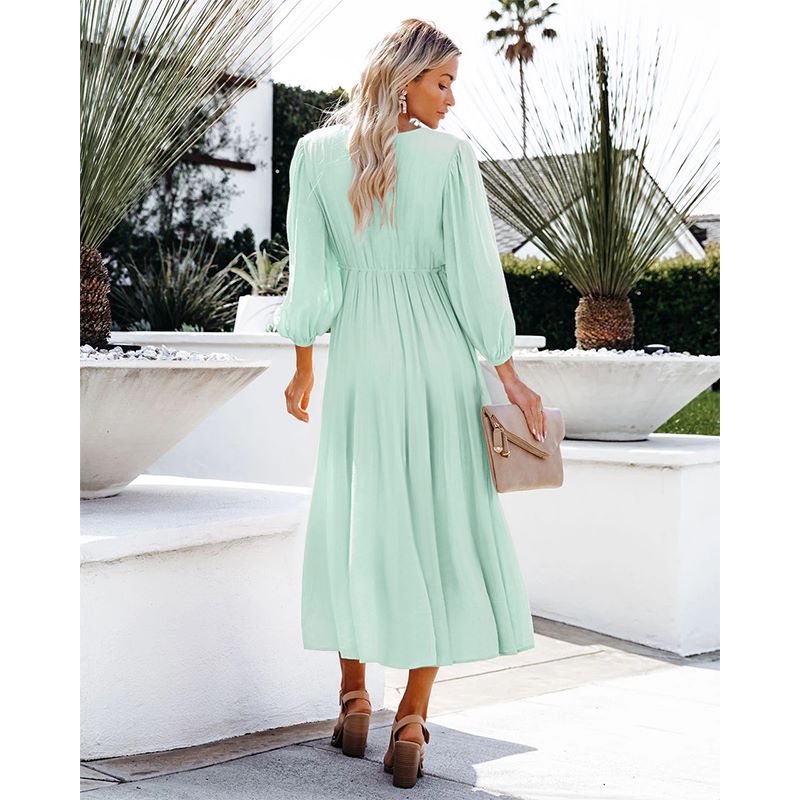 Vestido túnica midi fluido con volantes
