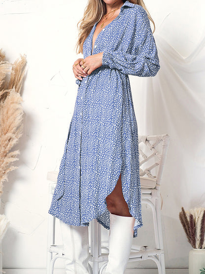Vestido túnica con botones y estampado floral 