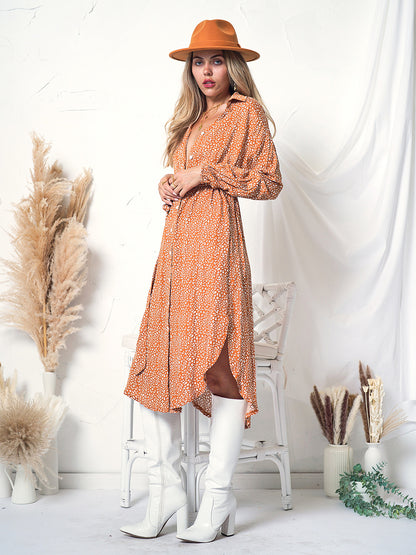 Vestido túnica con botones y estampado floral 