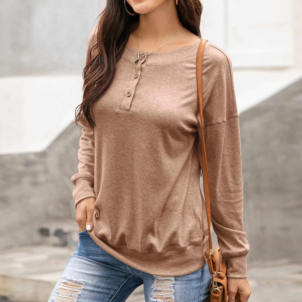 Blusa de manga larga con botones y diseño lujoso