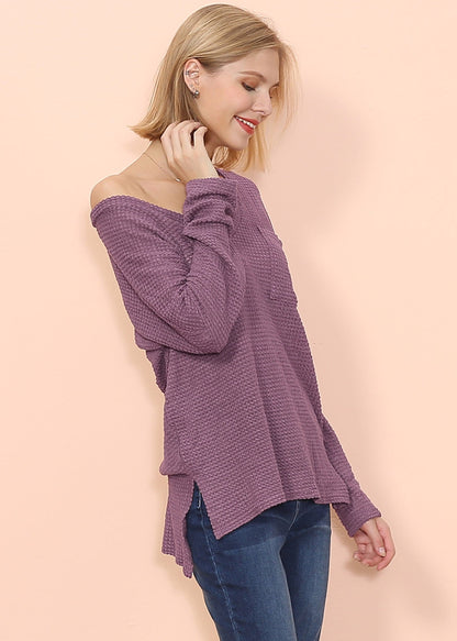 Jersey de manga larga con bolsillo y tejido de gofre