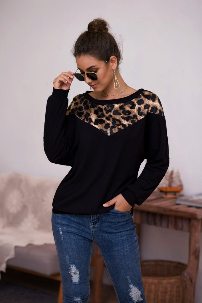Top de manga larga Lux con estampado de guepardo